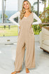 Corded Tie Straps V Neck Wide Leg Jumpsuit